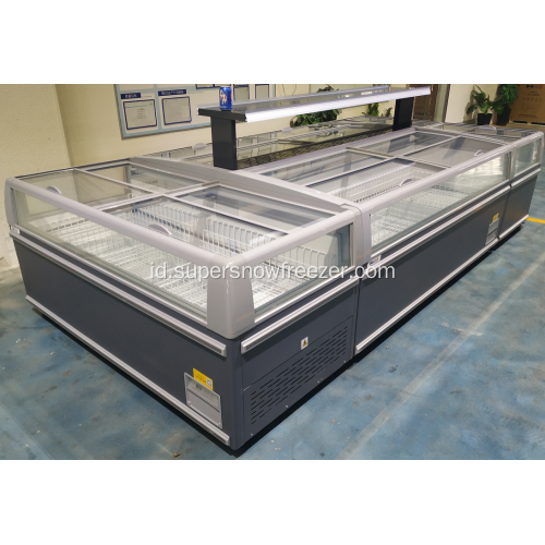 Showcase freezer tampilan horizontal jendela kaca besar terbaru